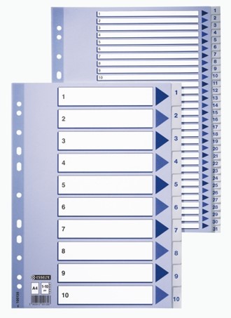 Register ESSELTE plast A4 1-12 blå/hvit