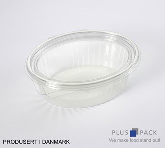 Salatbeger Ovalt 1000ml m/Hengslet Lokk (300)
