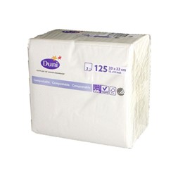 Serviett DUNI 3L 33cm Hvit (125)
