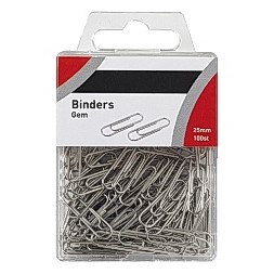 Binders 26mm i plasteske sølv (100)