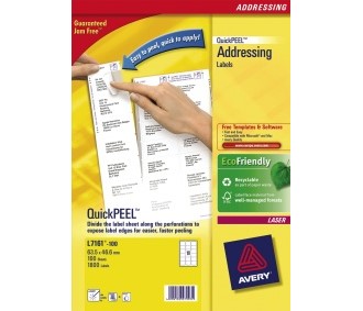 Etikett AVERY laser A4 Q 63,5x46,6(1800)