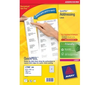 Etikett AVERY laser A4 Q 63,5x38,1(2100)