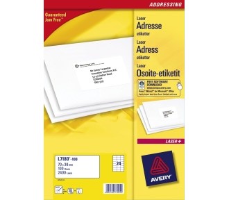 Etikett AVERY laser A4 70x36mm (2400)