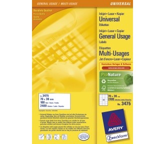 Etikett AVERY ILC A4 70x36mm (2400)