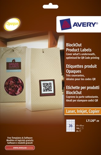 Etikett AVERY QR kode 35x35mm (875)