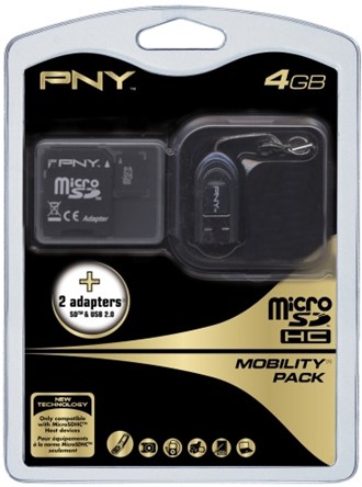 Minne PNY MicroSD 3in1+USB & MiniSD 4GB