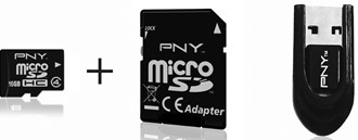 Minne PNY MicroSD 3in1+USB & MiniSD 16GB