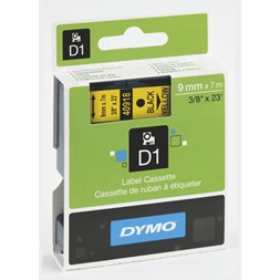 Tape DYMO D1 9mm x 7m sort på gul