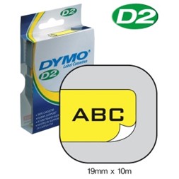 Tape DYMO D2 19mm x 10m sort på gul