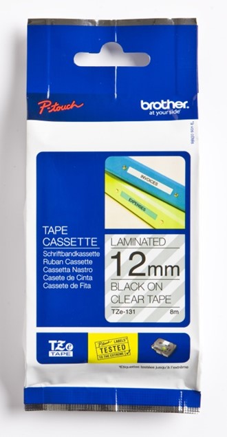 Tape BROTHER TZE131 12mmx8m sort på klar