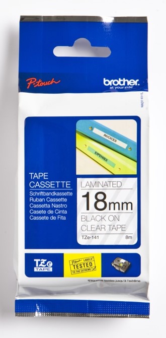 Tape BROTHER TZE141 18mmx8m sort på klar