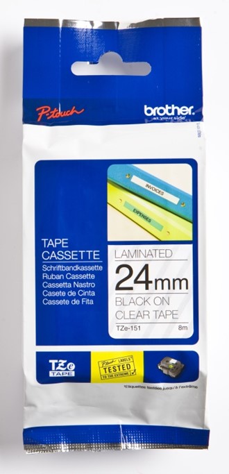 Tape BROTHER TZE151 24mmx8m sort på klar