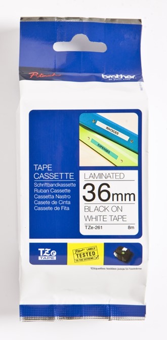 Tape BROTHER TZE261 36mmx8m sort på hvit