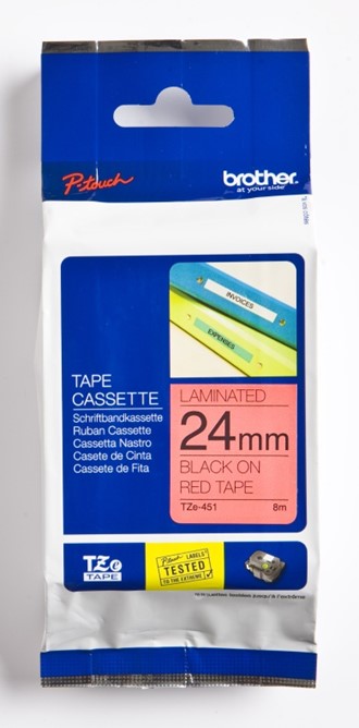 Tape BROTHER TZE451 24mmx8m sort på rød