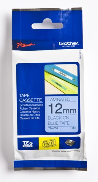 Tape BROTHER TZE531 12mmx8m sort på blå