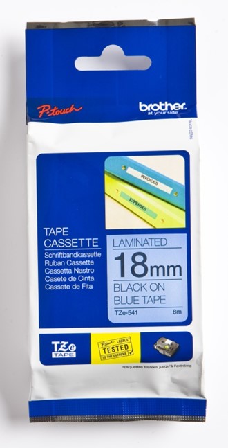 Tape BROTHER TZE541 18mmx8m sort på blå