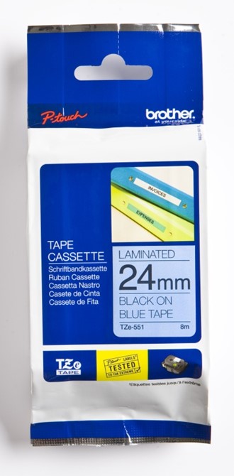 Tape BROTHER TZE551 24mmx8m sort på blå
