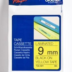 Tape BROTHER TZE621 9mmx8m sort på gul