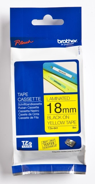 Tape BROTHER TZE641 18mmx8m sort på gul