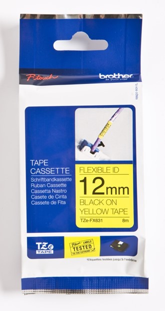 Tape BROTHER TZEFX631 12mmx8m ID sor/gul