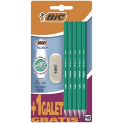 Blyant BIC HB med 1 viskelær (10)