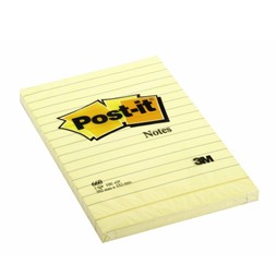 POST-IT® notatblokk 660 102x152 linj gul