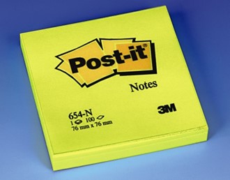 POST-IT® notatblokk 654NY 76x76 neongul
