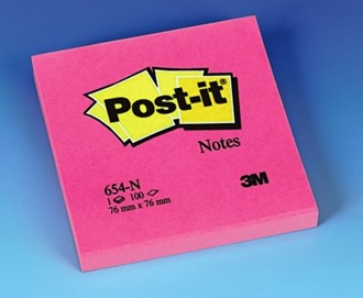 POST-IT® notatblokk 654NP 76x76 neon rosa