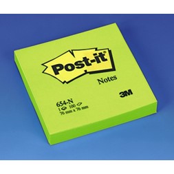 POST-IT® notatblokk 654NG 76x76 neon grøn