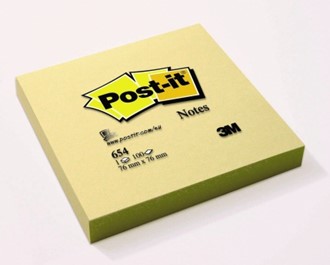 POST-IT® notatblokk 654 76x76mm gul