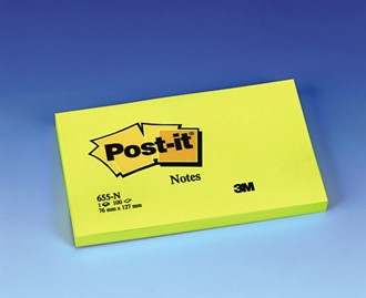 POST-IT® notatblokk 655NY 127x76 neongul
