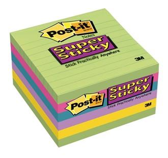 POST-IT® Super Sticky 101x101mm linj ass.f(6) Rio