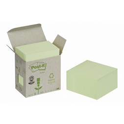 POST-IT® Green Line kube 76x76 lys grønn