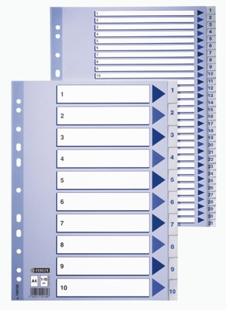 Register ESSELTE plast A4 1-8 blå/hvit