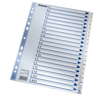 Register ESSELTE plast A4 A-Å blå/hvit