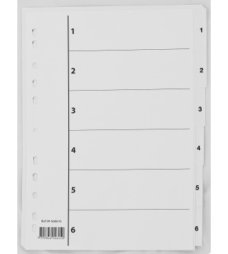 Register plast 1-6 A4 m/indeksark hvit