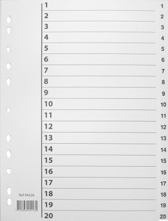 Register plast 1-20 A4 m/indeksark
