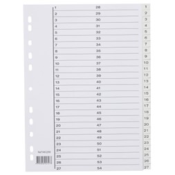 Register plast 1-54 A4 indeksark hvit