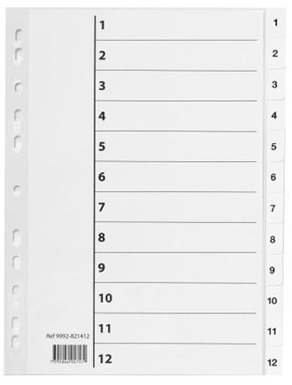 Register 1-12 A4 med indekslomme grå