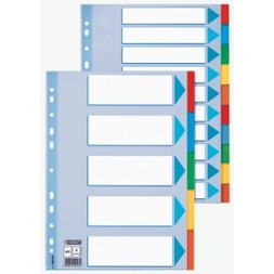 Skilleblad A4 kartong 5-delt 5-farger