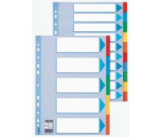 Skilleblad A4 kartong 5-delt 5-farger