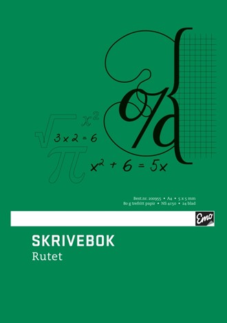 Skrivebok EMO A4 80g 24bl 5x5 rutet
