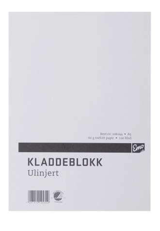 Kladdeblokk EMO A5 ulinjert 60g 100 blad