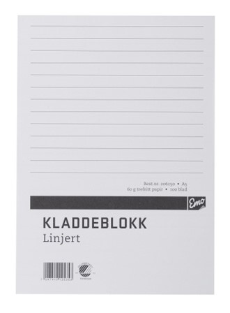 Kladdeblokk A5 linjer 60g 100 blad