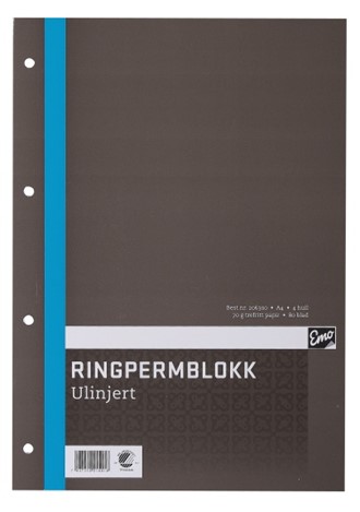 Ringpermblokk EMO A4 ulinjert 70g 80bl