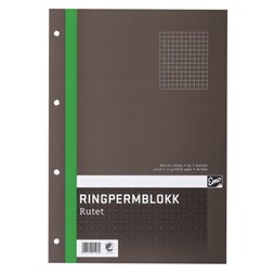 Ringpermblokk  A4 ruter 70g 80bl