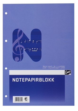 Noteblokk EMO A4 12 linjer 50 blad