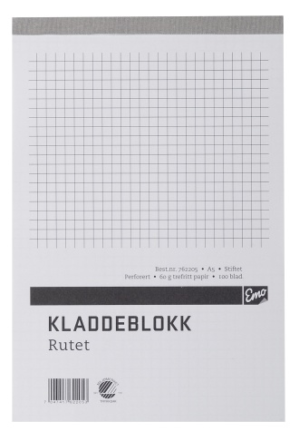 Kladdeblokk EMO A5 ruter stift 60g 100bl