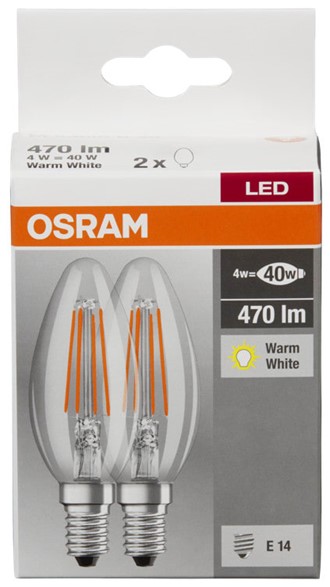 Lyspære Led 4w/40w Klar E14 (2)