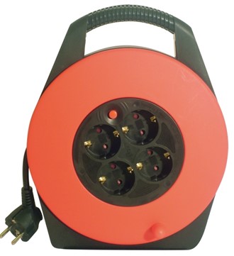 Kabeltrommel 4-veis m/jord 10m